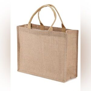 Burlap Tote Bag Reusable with Rounded Handles